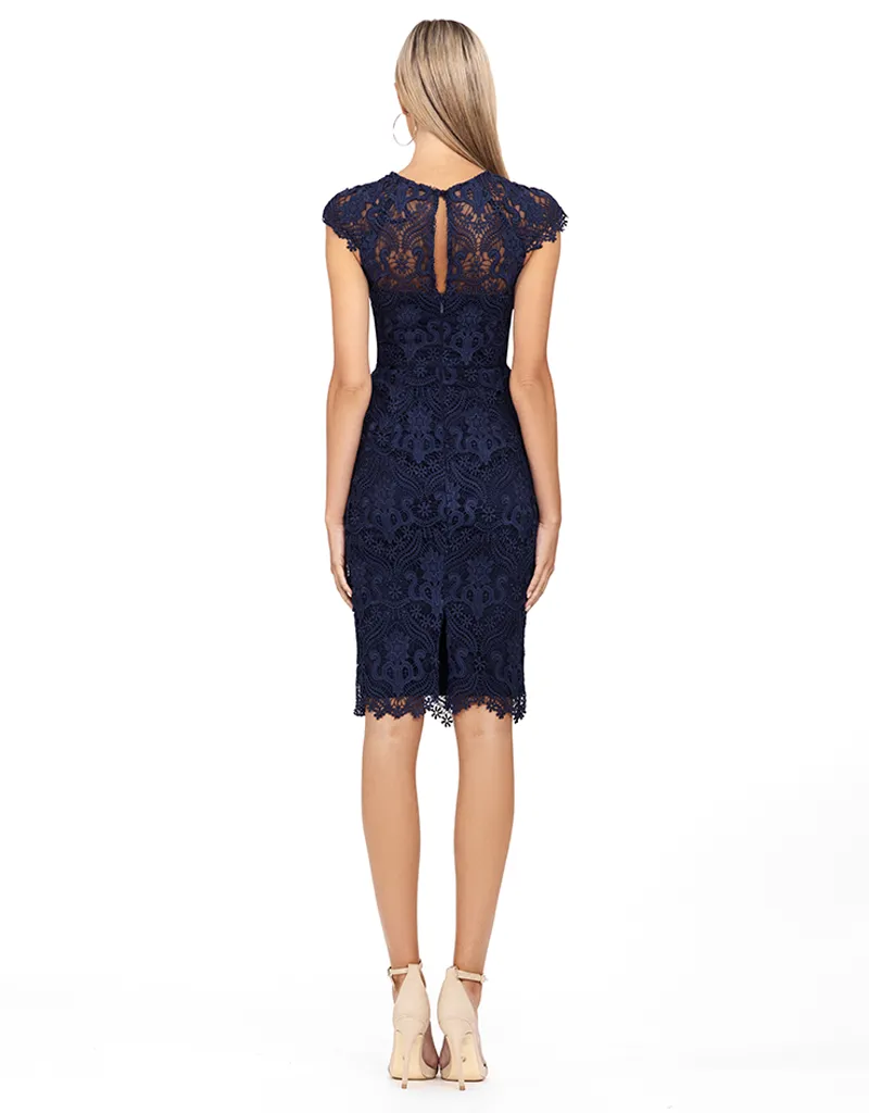 TAMARA CAP SLEEVE FITTED MIDI BL55D11S
