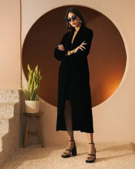 The Catania Velour Coat - Onyx