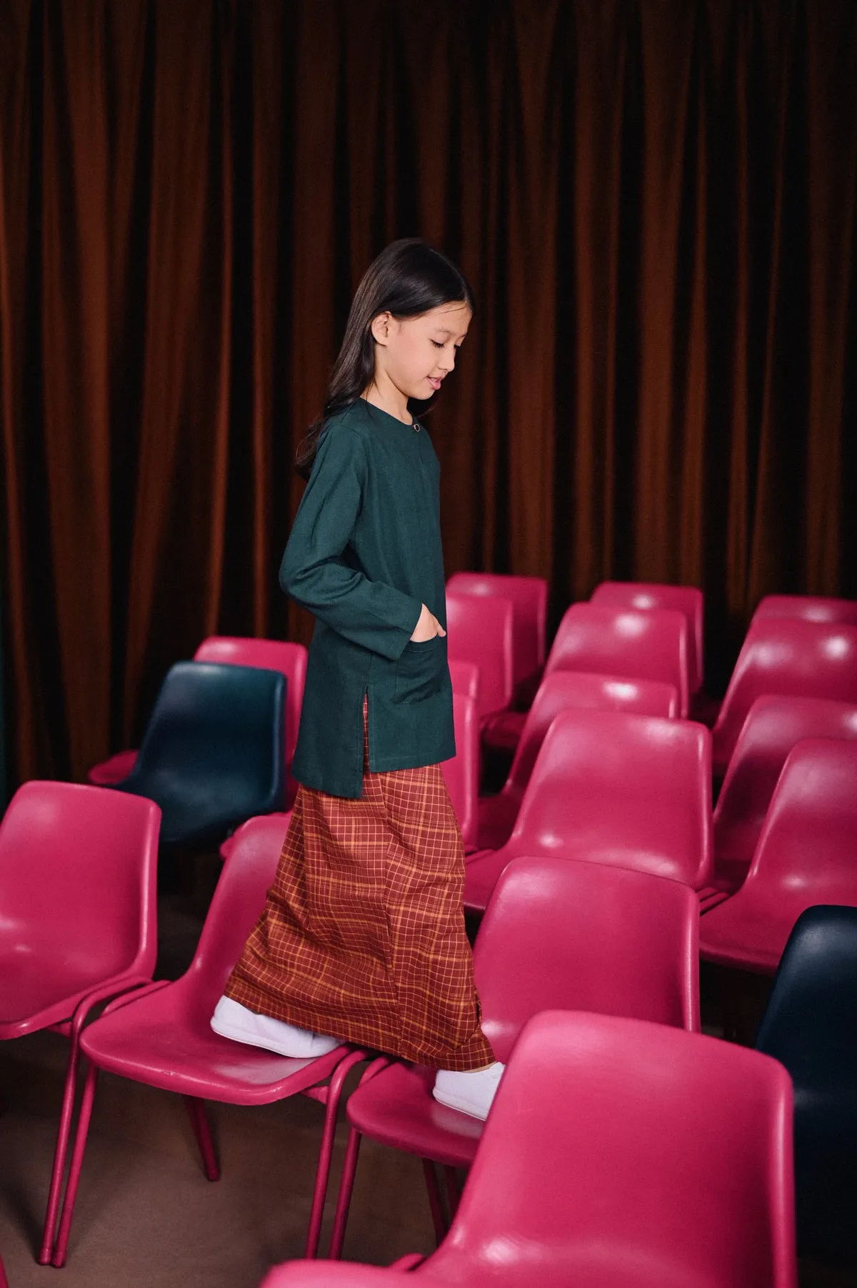 The Dulu Kita Folded Skirt - Kita Brown Checked