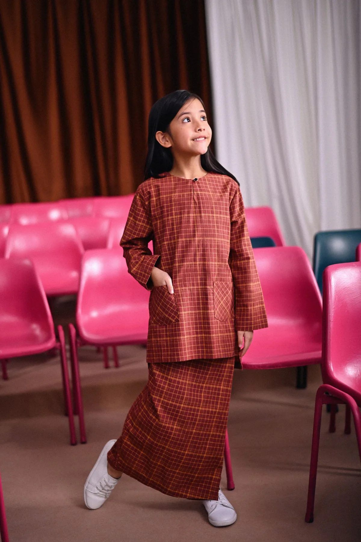 The Dulu Kita Folded Skirt - Kita Brown Checked