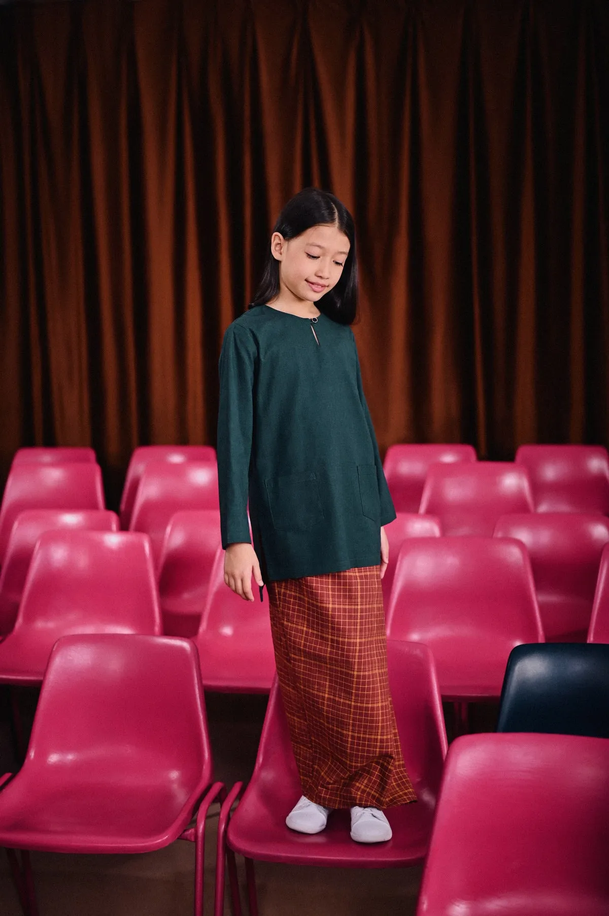 The Dulu Kita Folded Skirt - Kita Brown Checked