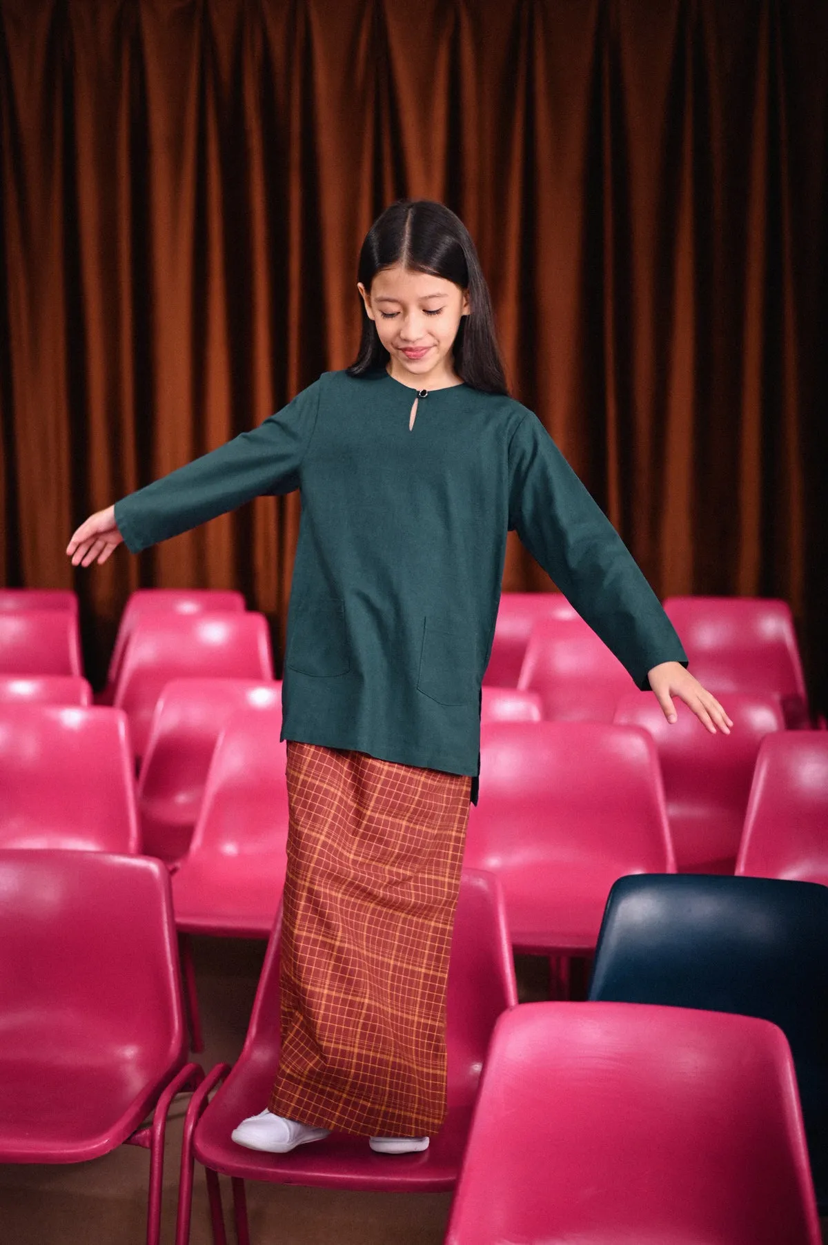 The Dulu Kita Folded Skirt - Kita Brown Checked