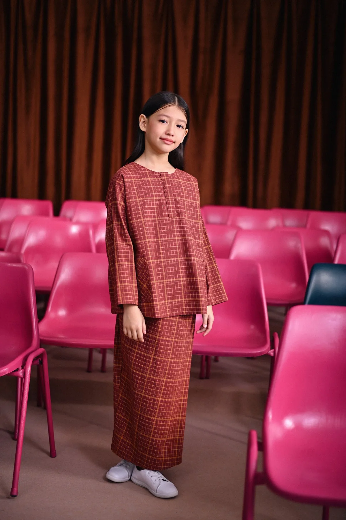 The Dulu Kita Folded Skirt - Kita Brown Checked