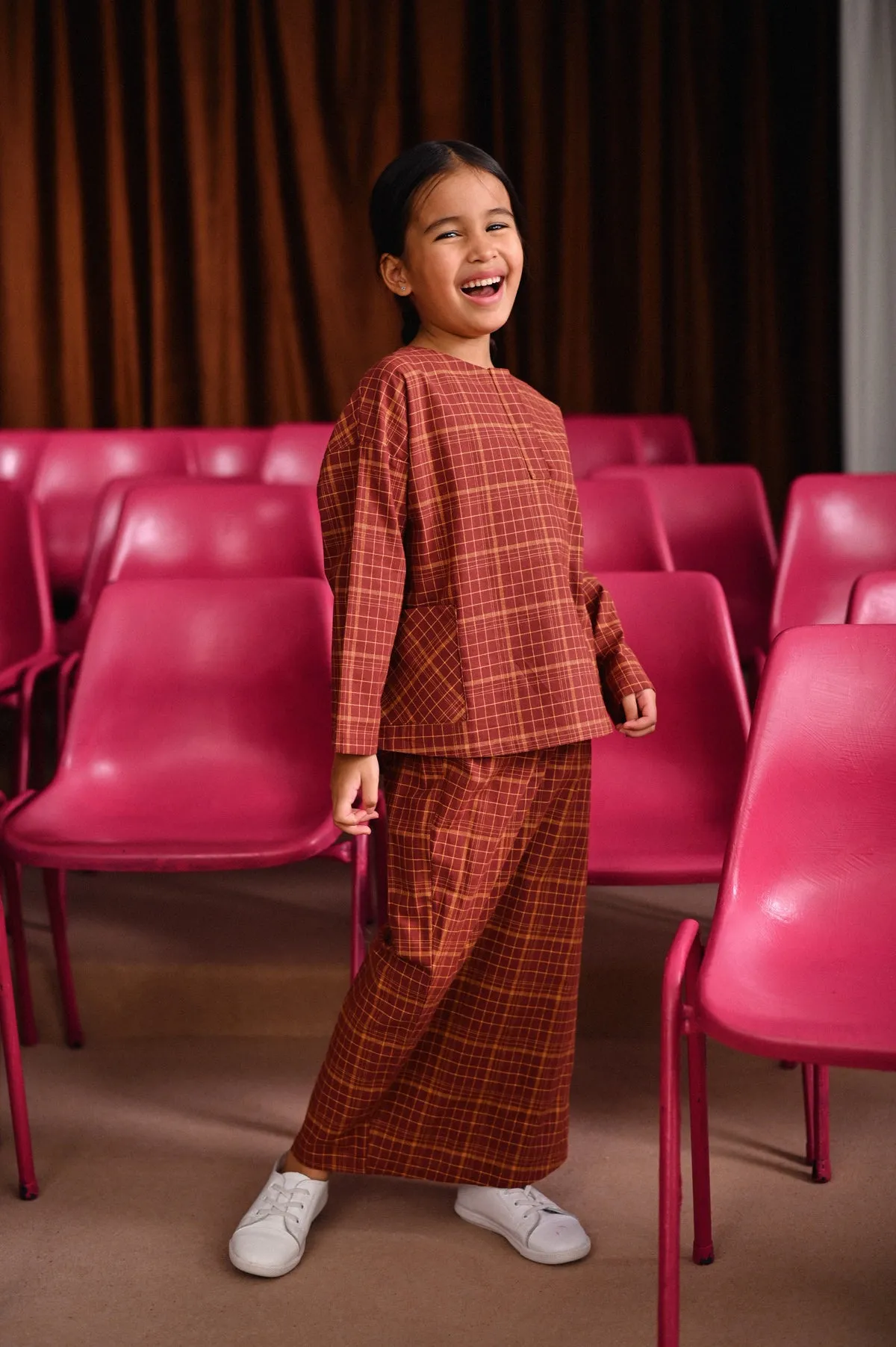 The Dulu Kita Folded Skirt - Kita Brown Checked