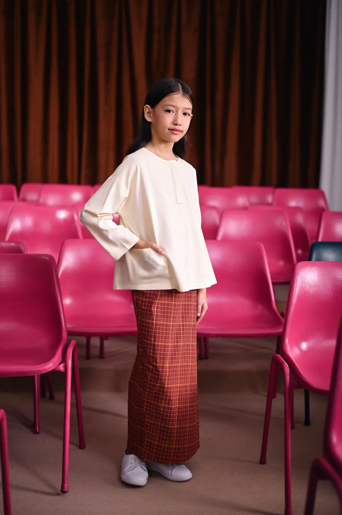 The Dulu Kita Folded Skirt - Kita Brown Checked