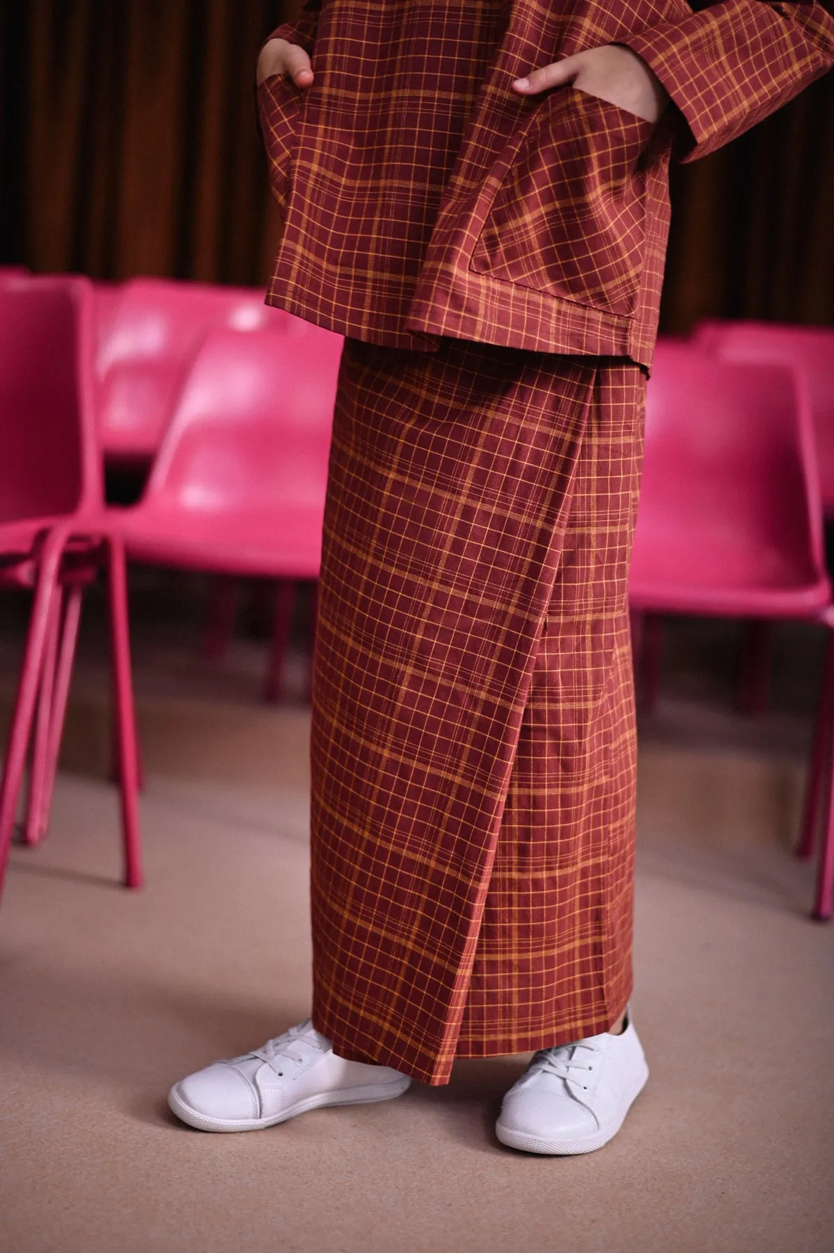 The Dulu Kita Folded Skirt - Kita Brown Checked