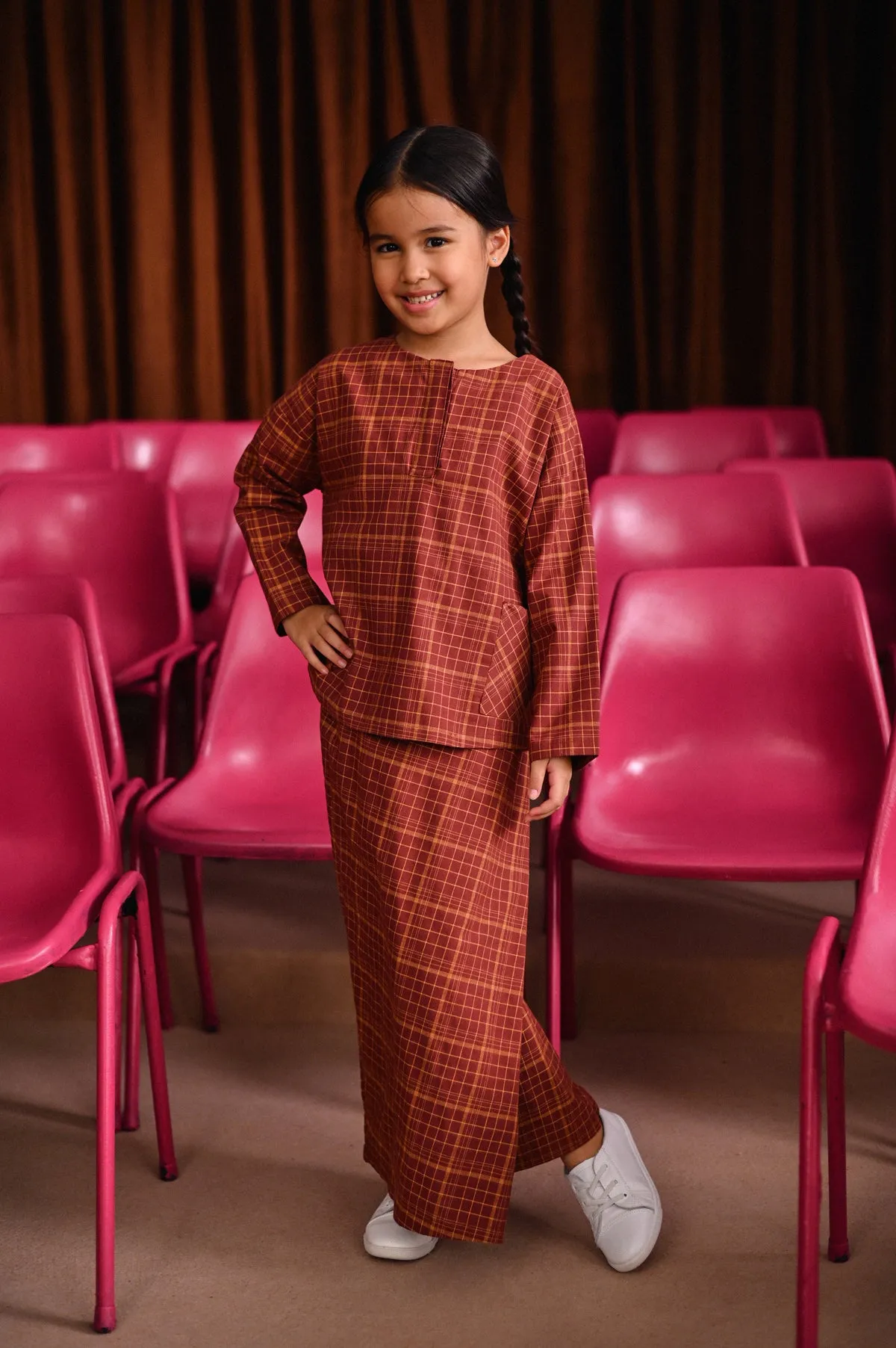 The Dulu Kita Folded Skirt - Kita Brown Checked