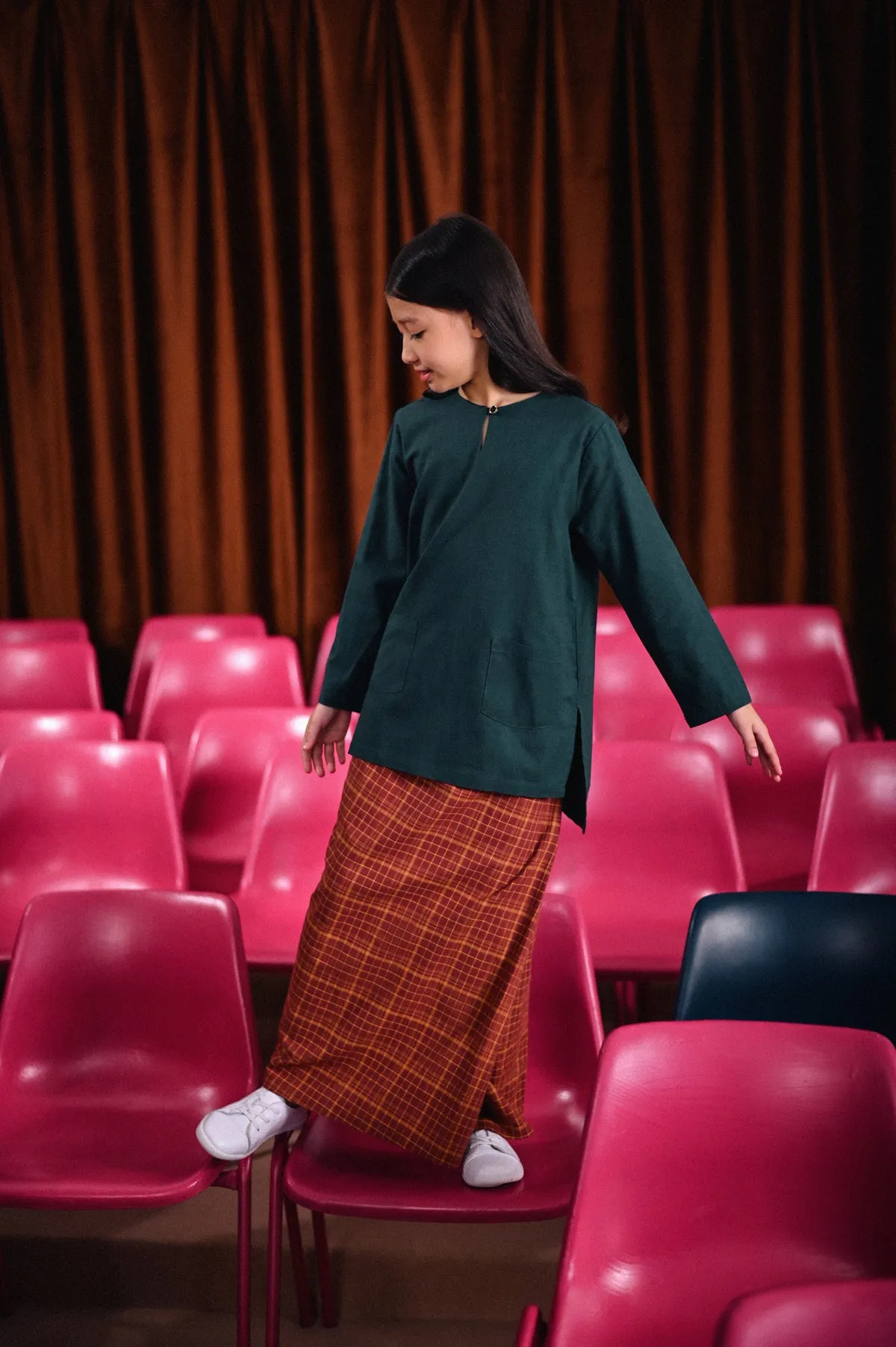 The Dulu Kita Folded Skirt - Kita Brown Checked