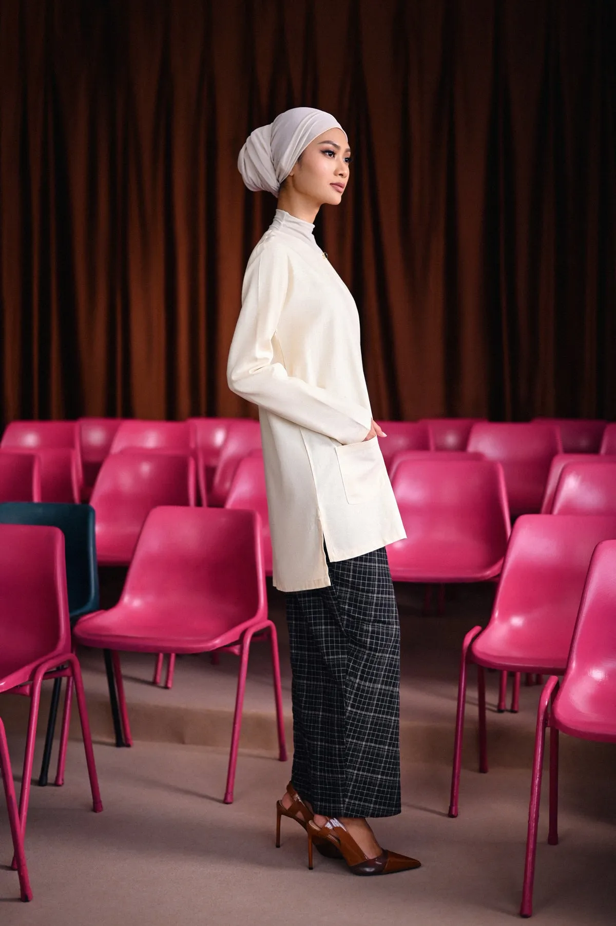The Dulu Kita Women Folded Skirt - Kita Black Checked
