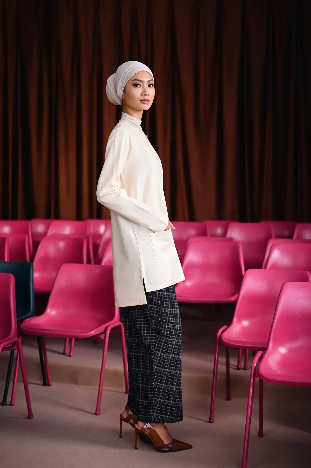 The Dulu Kita Women Folded Skirt - Kita Black Checked