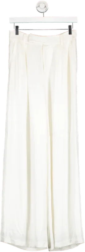 Third Form White Satin Wide Leg Trousers UK 8