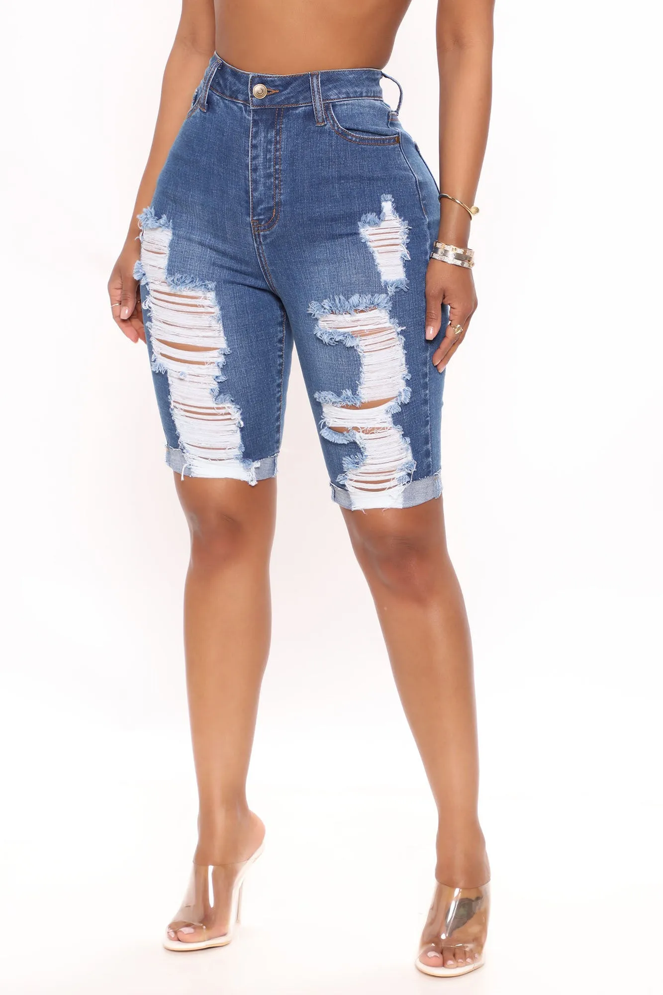 Medium Blue Wash Til Daylight Bermuda Shorts