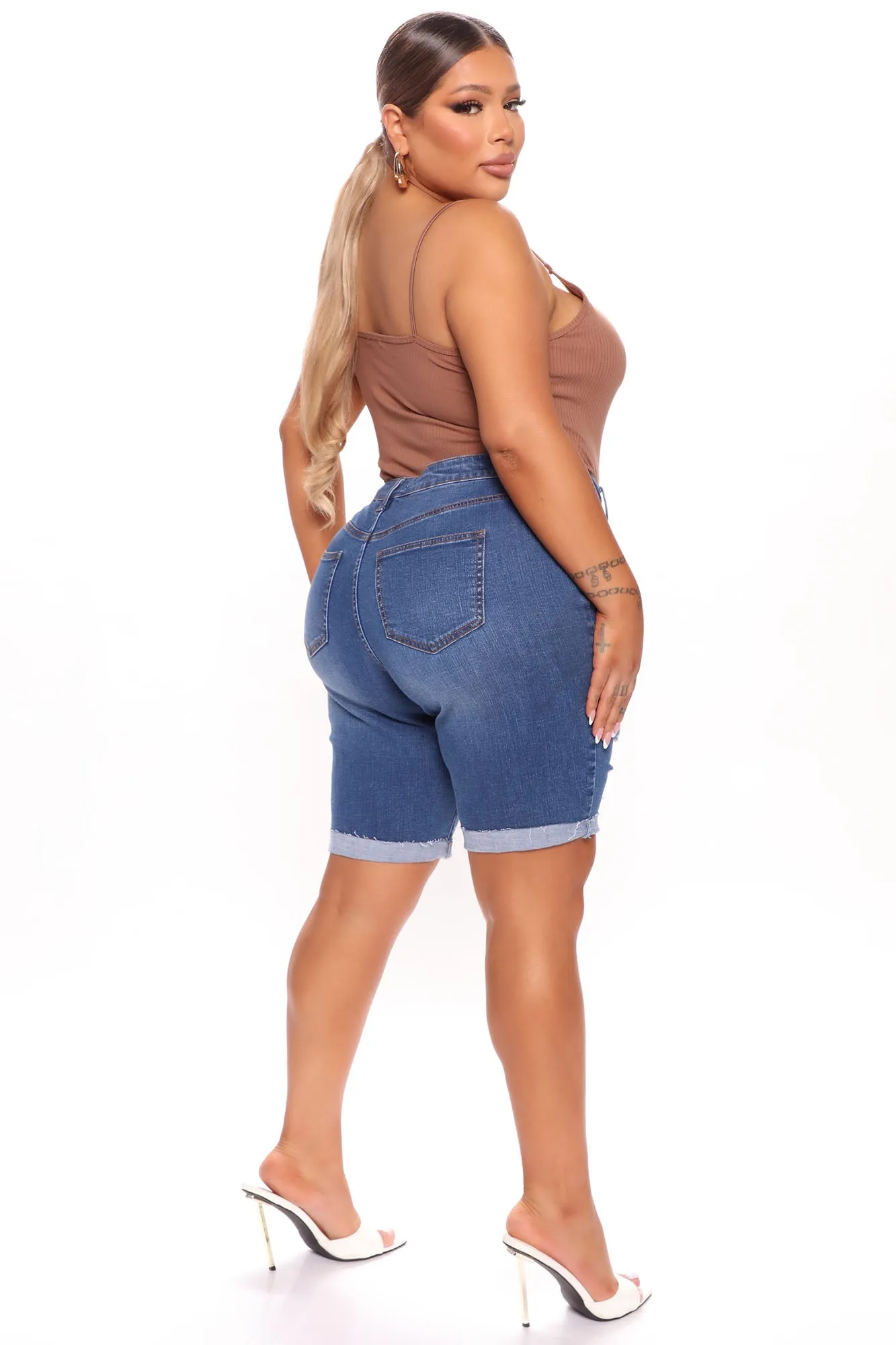 Medium Blue Wash Til Daylight Bermuda Shorts