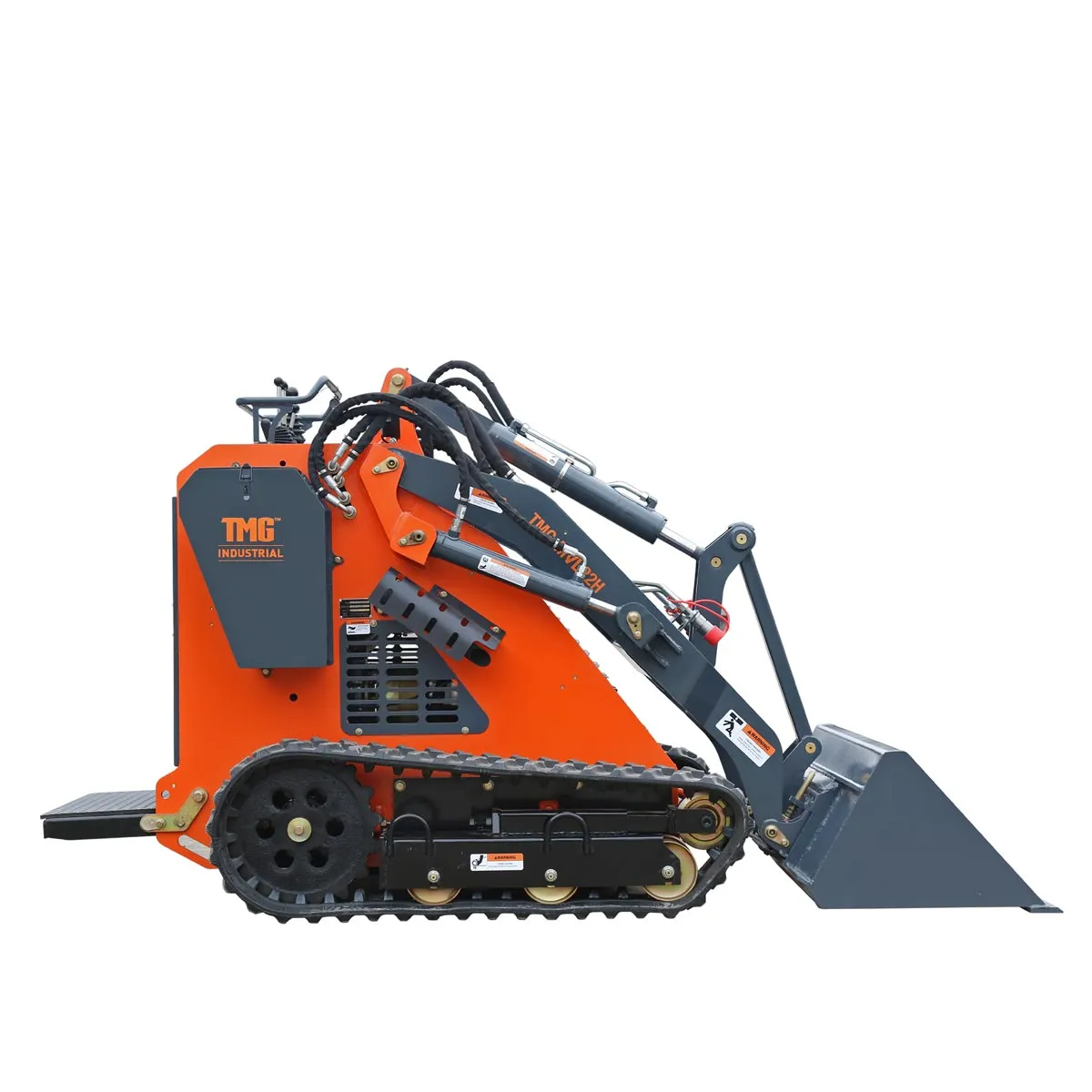 Compact and Powerful TMG Industrial 22 HP Honda Engine Stand-On Mini Track Loader - 750 lb Capacity with Eaton Hydraulic Motor, Permco Pump, Italian Hydro Control Valve, Joystick Controls, and Smooth Bucket (Model TMG-MVL22H)