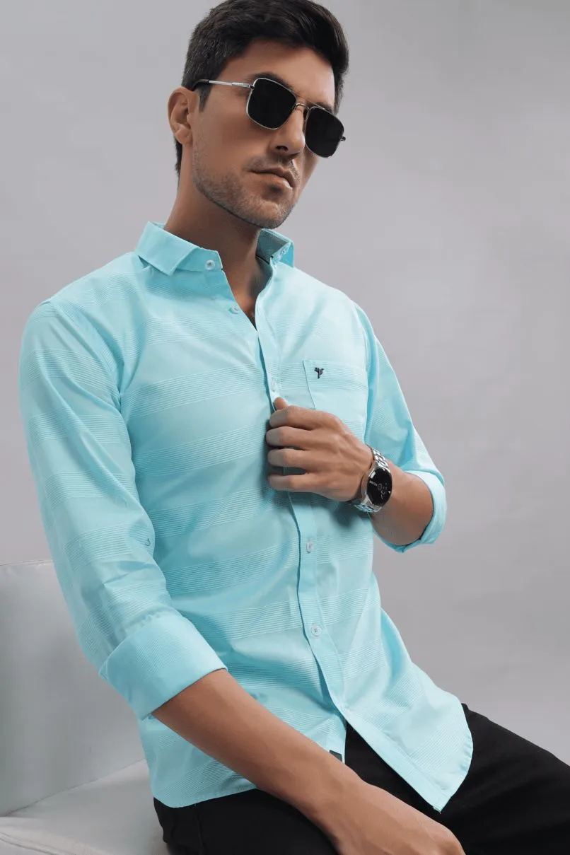 Turquoise Blue Stripes - Full-Stain Proof