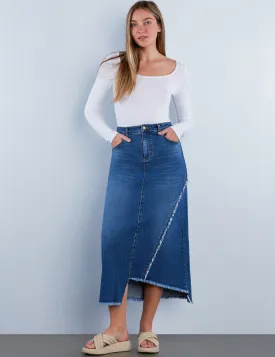 Two Step Denim Maxi Skirt