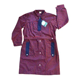 Vintage 1960's Red / Navy Gingham  Nylon Dress / Blouse  / 10-12Y