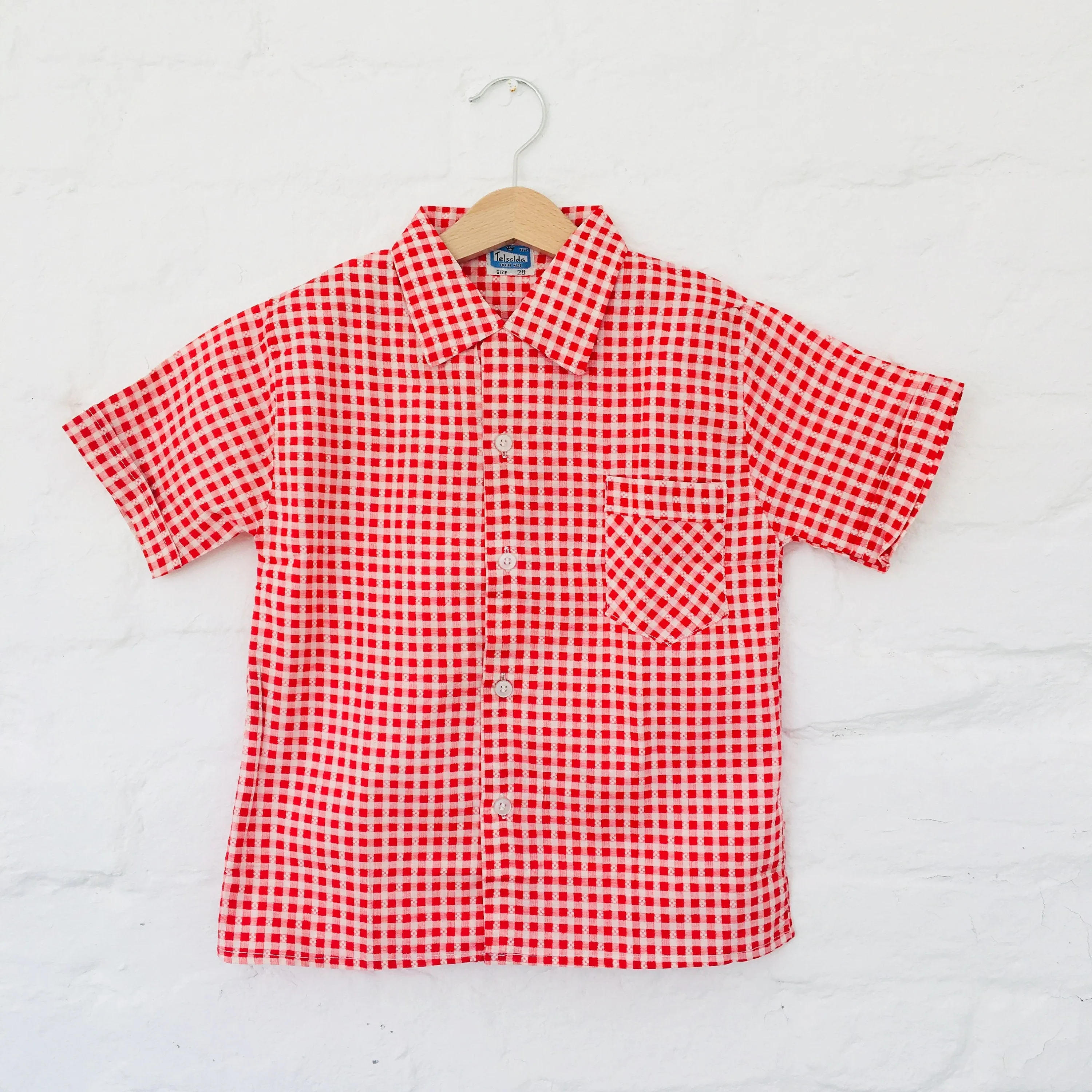 Vintage 60's Checked  Red Shirt  8-10Y