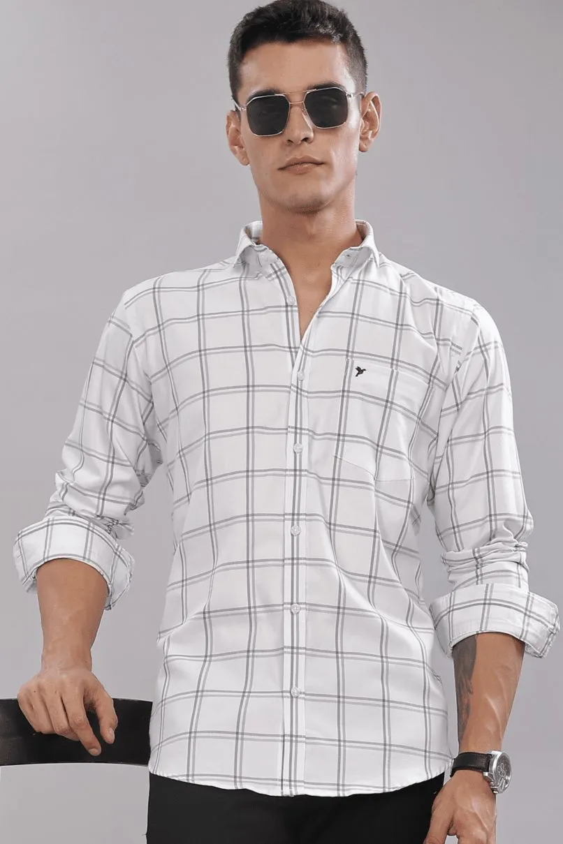 White Double Line Checks - Full-Stain Proof
