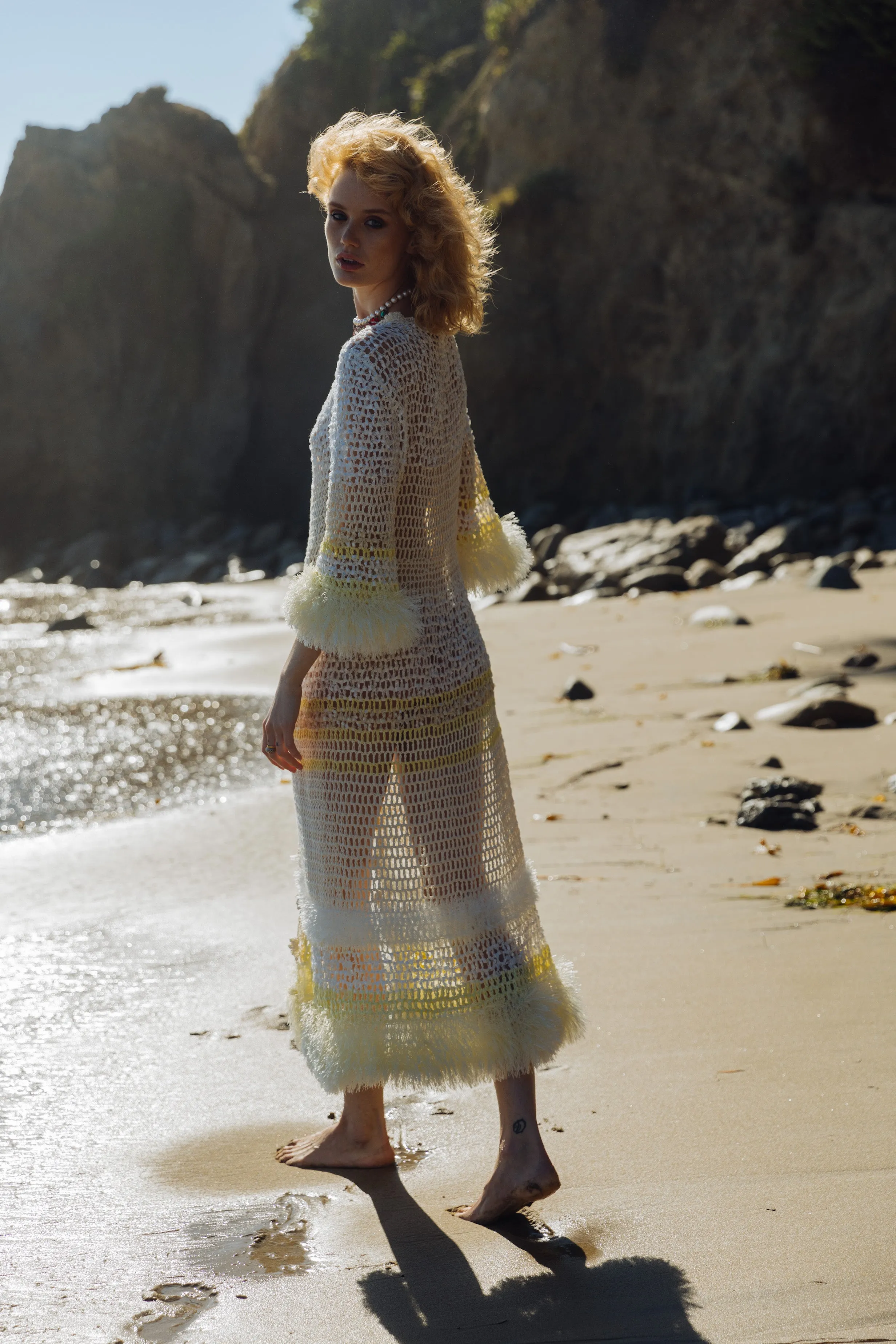 White Malva Handmade Knit Cardigan