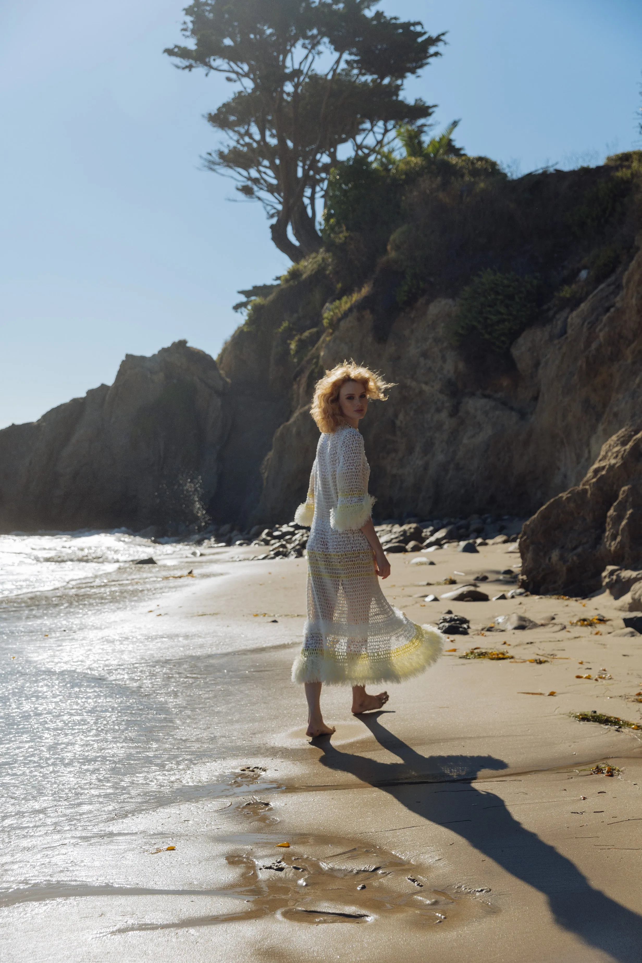 White Malva Handmade Knit Cardigan