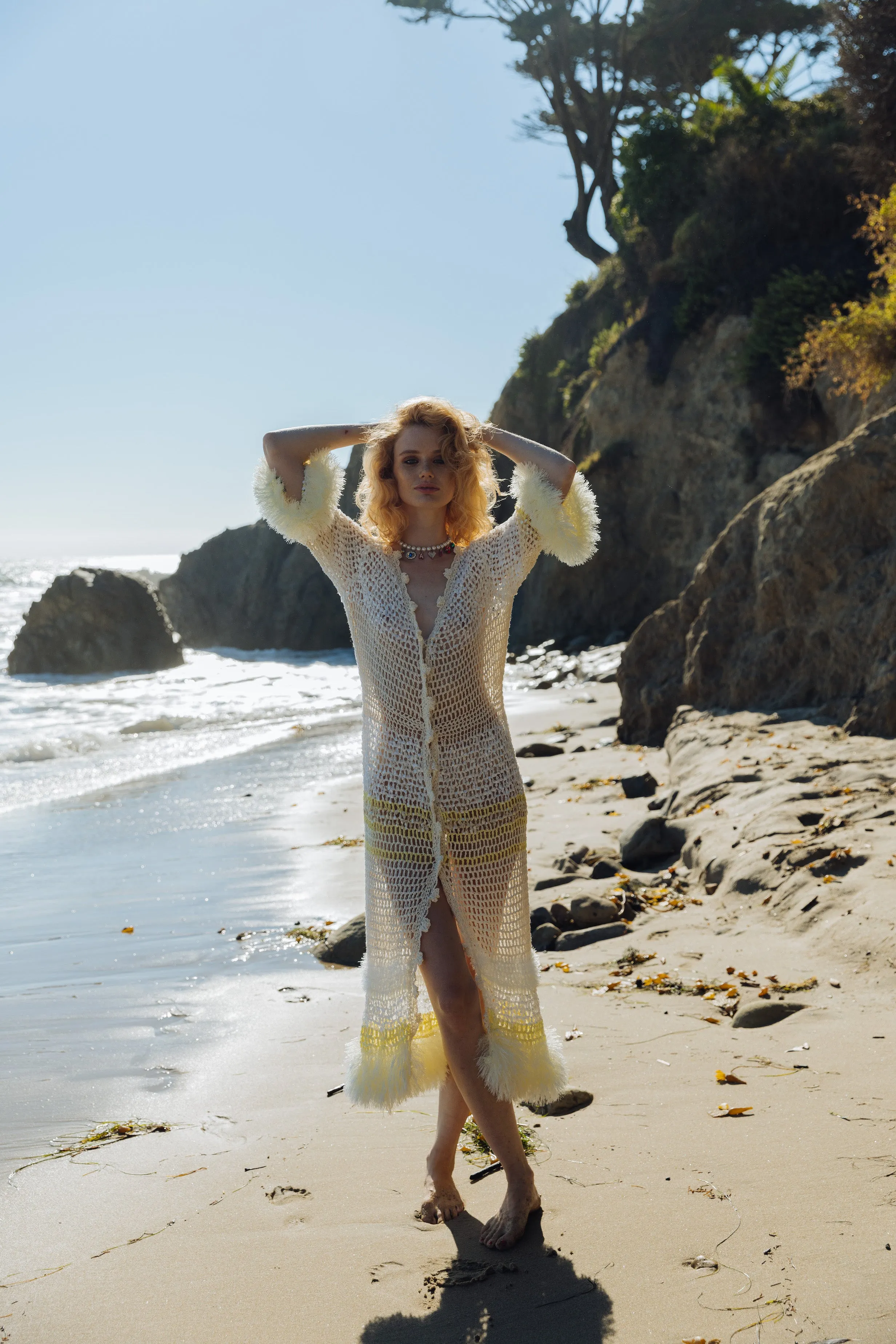 White Malva Handmade Knit Cardigan