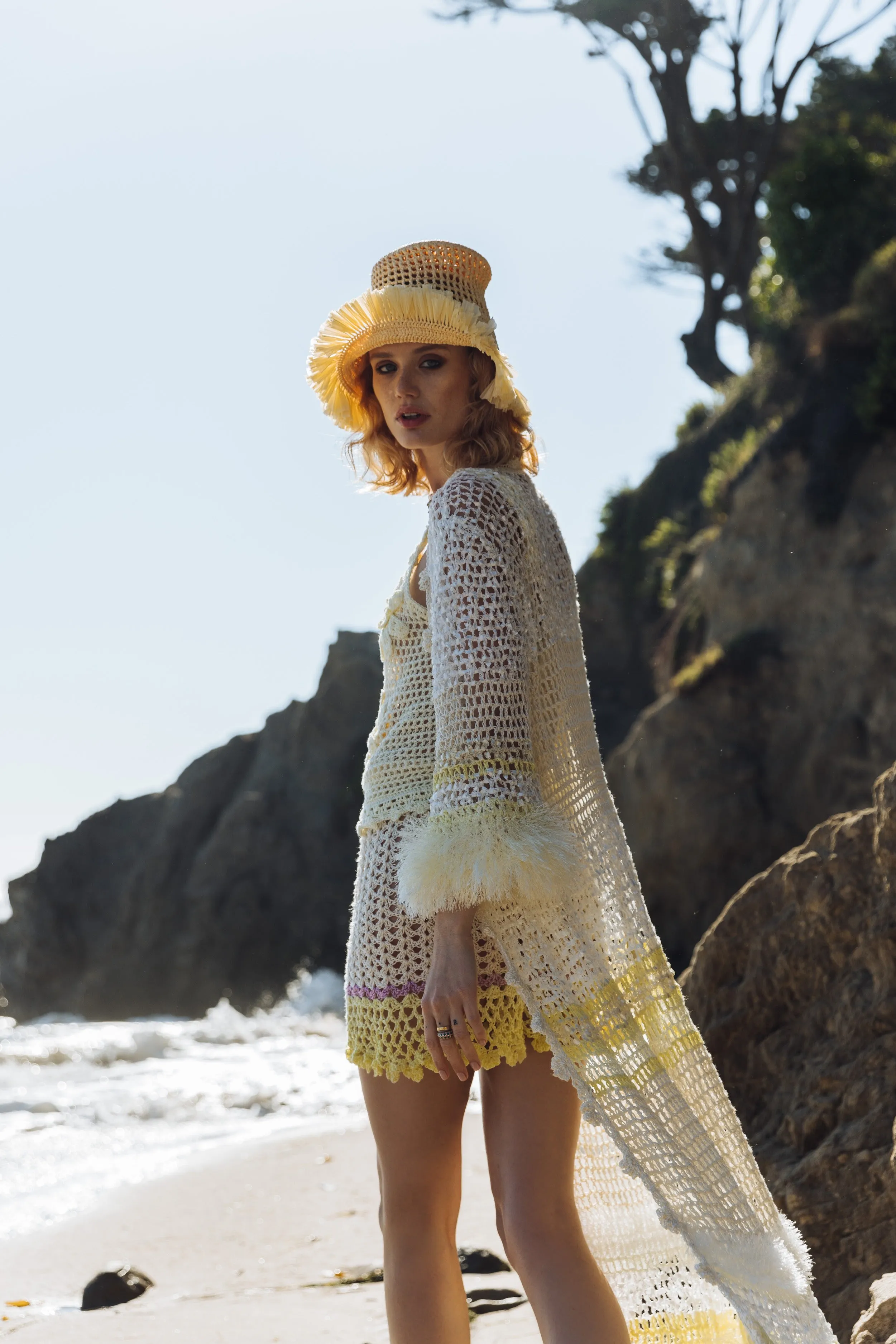 White Malva Handmade Knit Cardigan