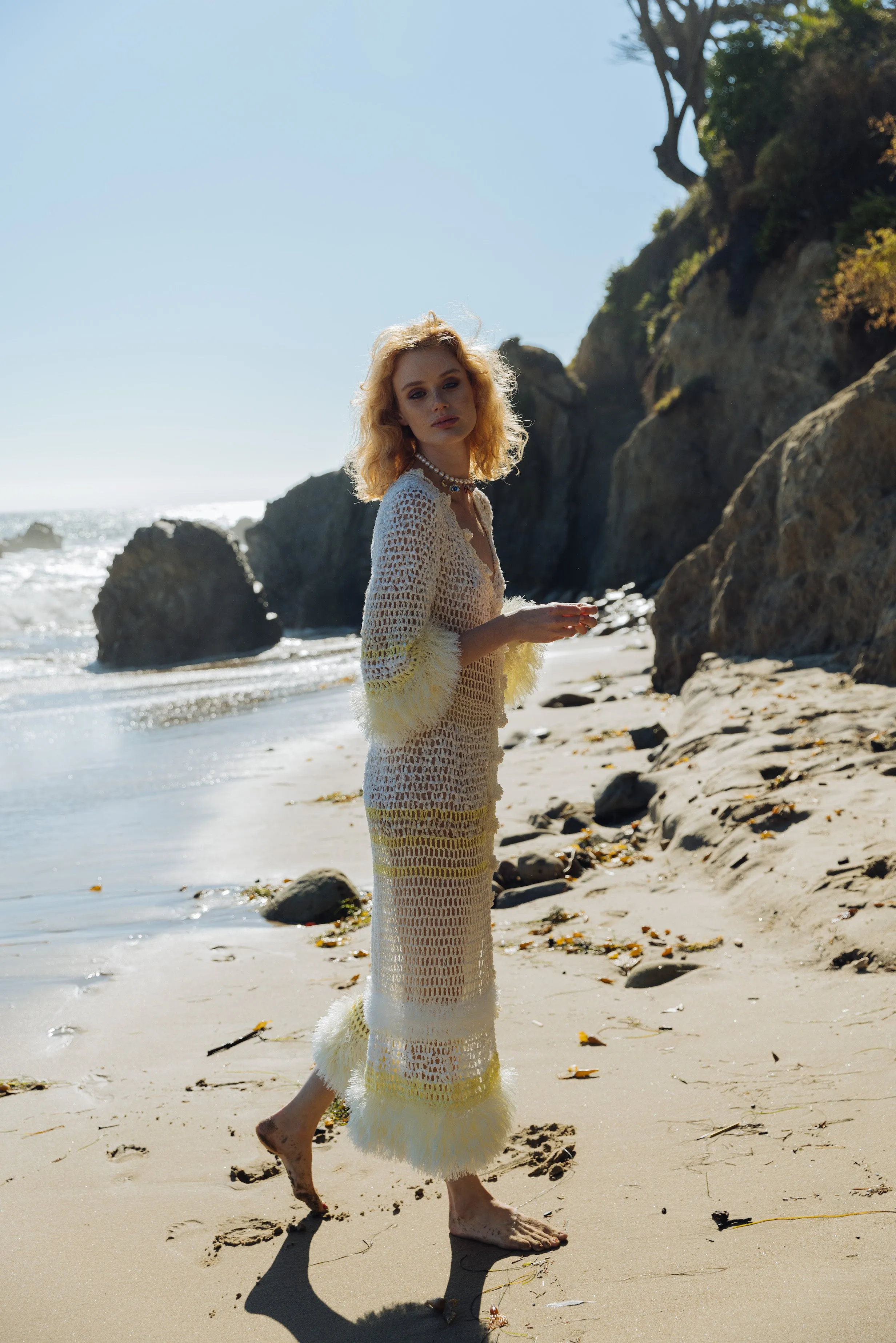 White Malva Handmade Knit Cardigan
