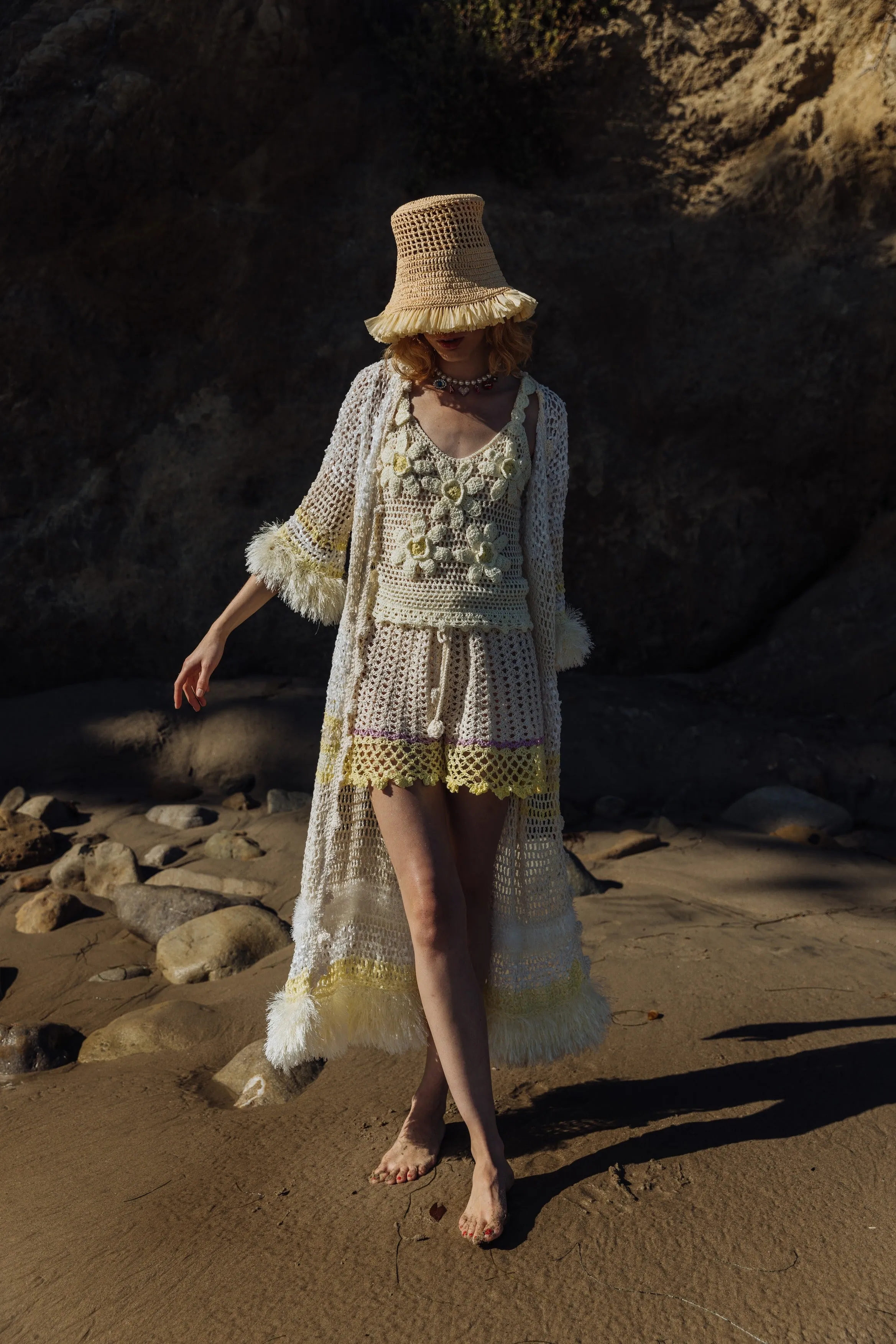 White Malva Handmade Knit Cardigan