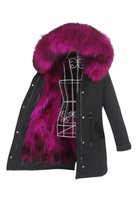 Winter Jacket Women Real Fur Coat Long Parka Natural