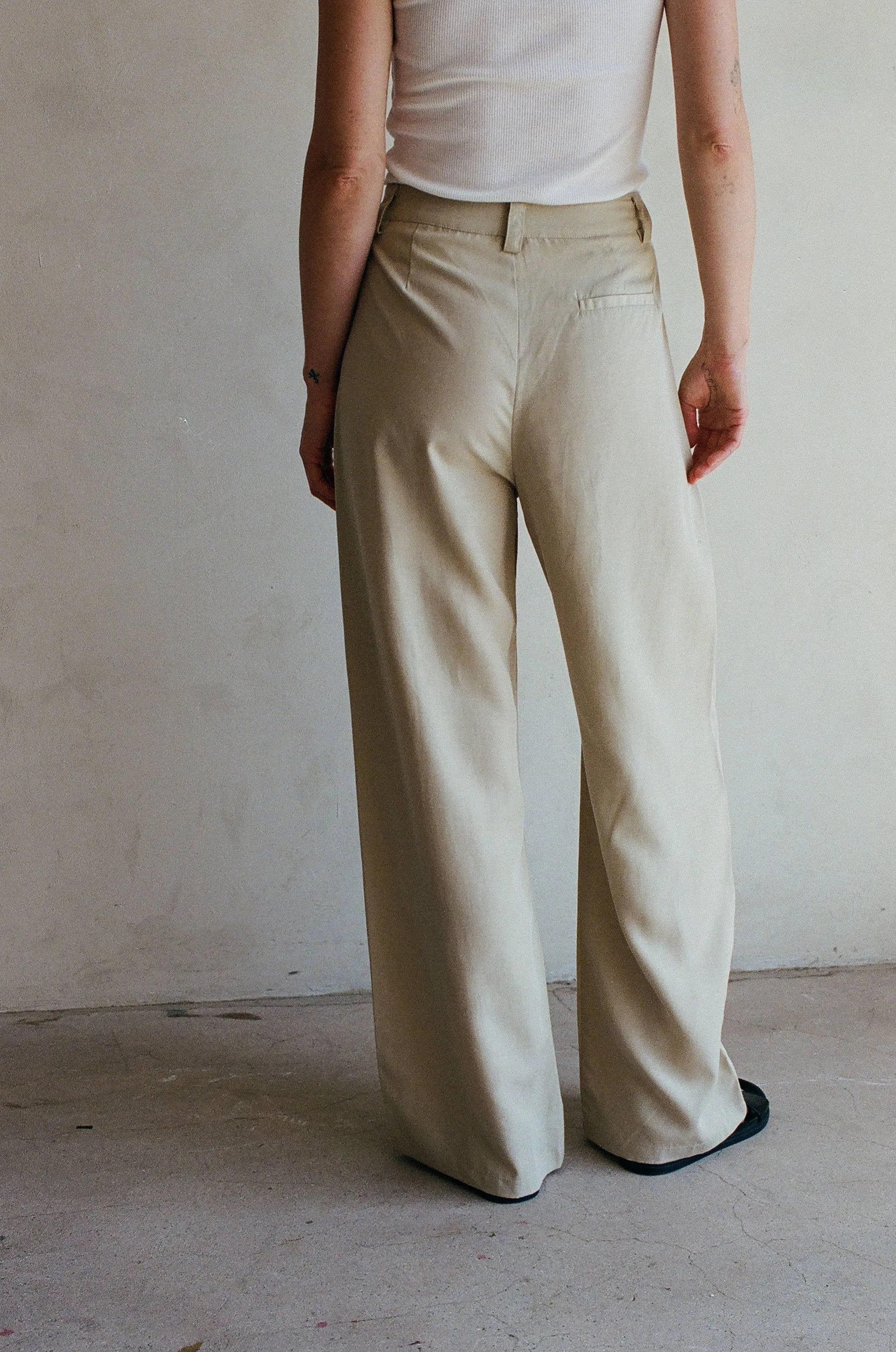 Woven Wide Leg Trousers - Taupe