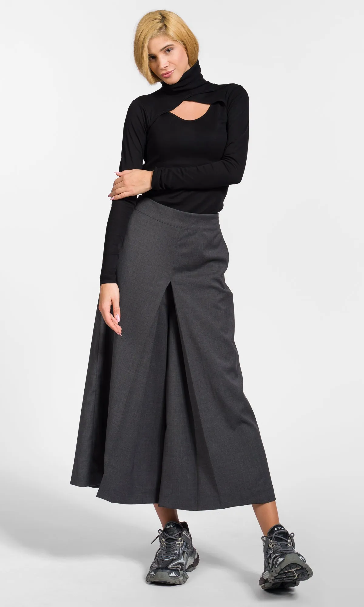 Wrap Turtleneck Cut-Out Top