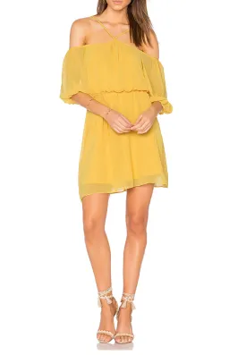 Yellow Blouson Off Shoulder Mini Dress (Pre-loved)