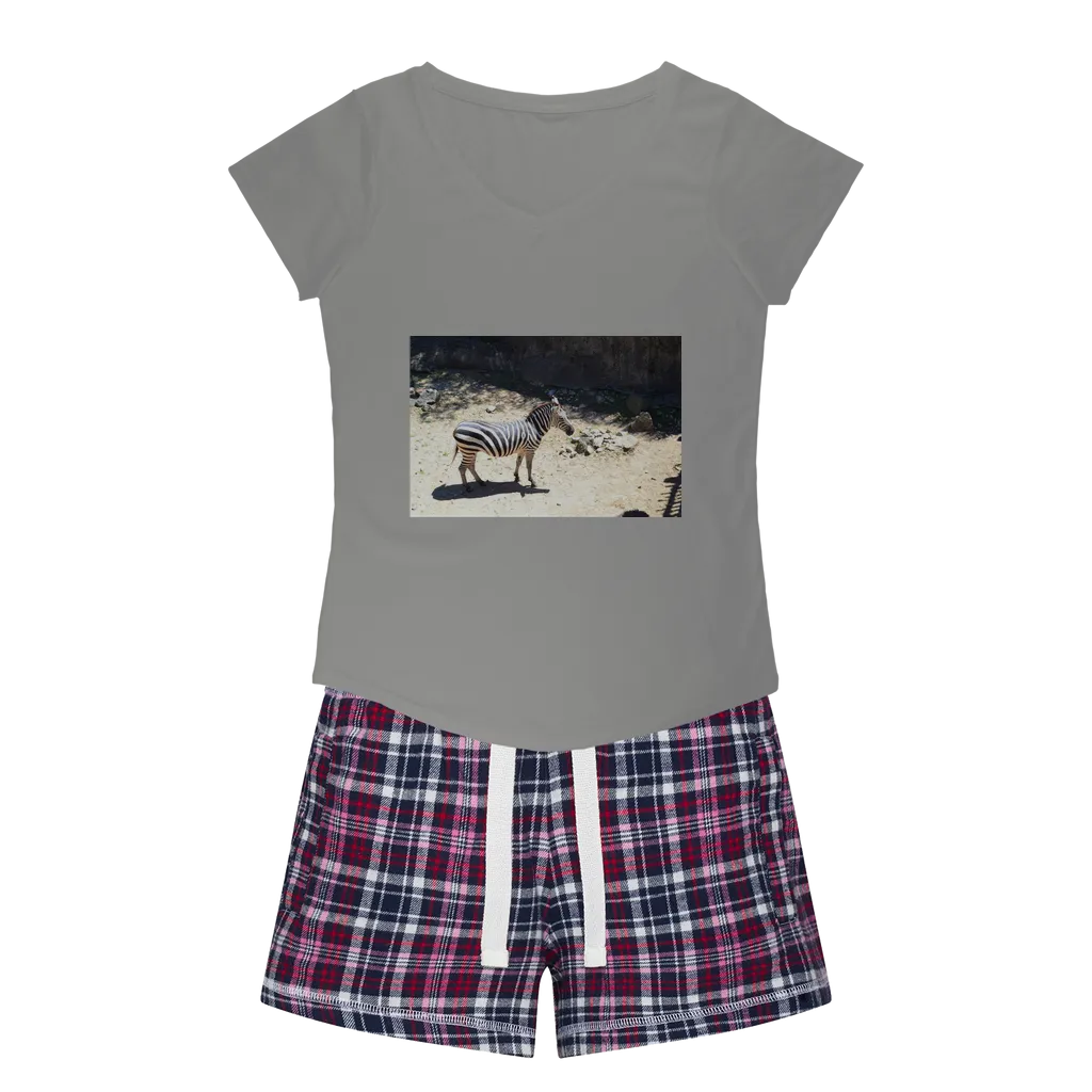 Zebra Women's Sleepy Tee and Flannel Short