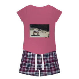 Zebra Women's Sleepy Tee and Flannel Short