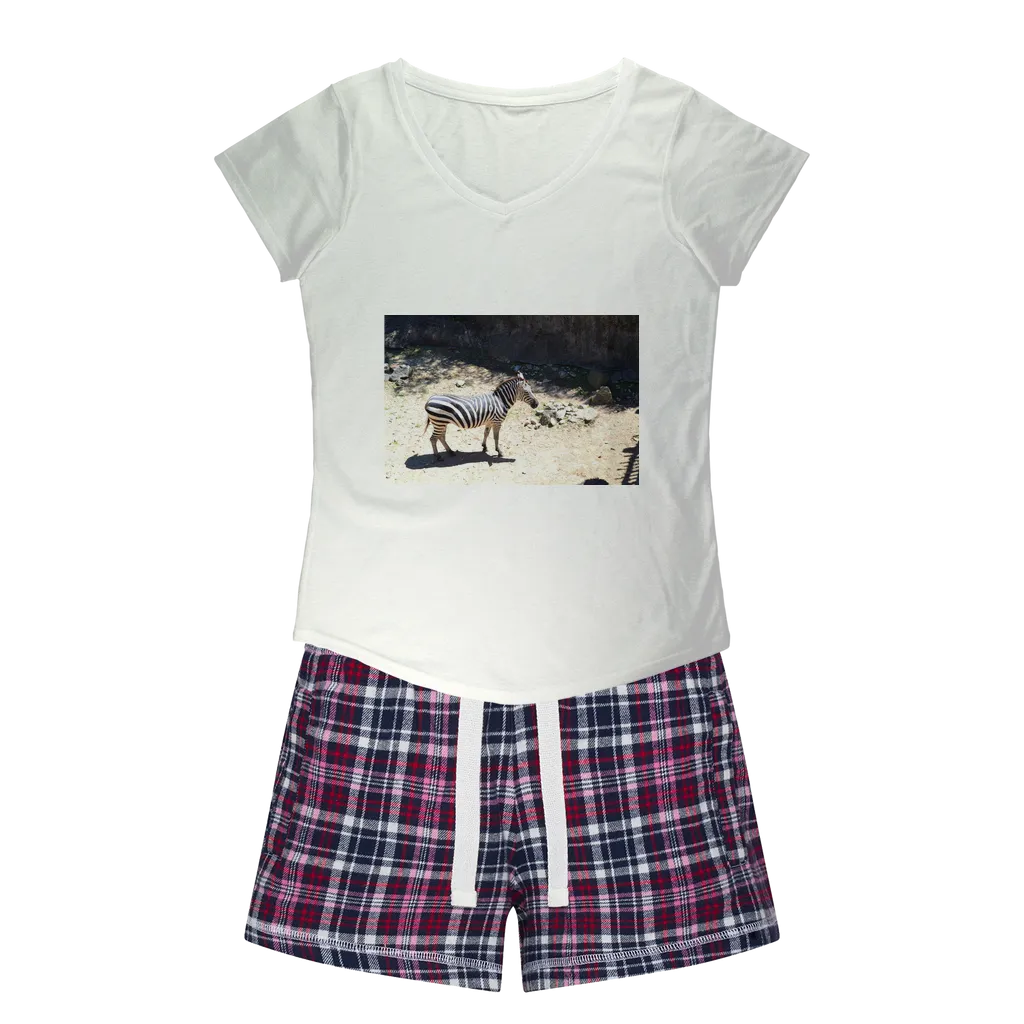 Zebra Women's Sleepy Tee and Flannel Short