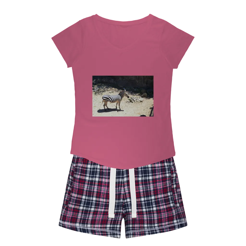 Zebra Women's Sleepy Tee and Flannel Short